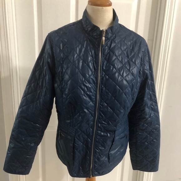Chico's blue quilted jacket size 1 (M/8) - Picture 1 of 6